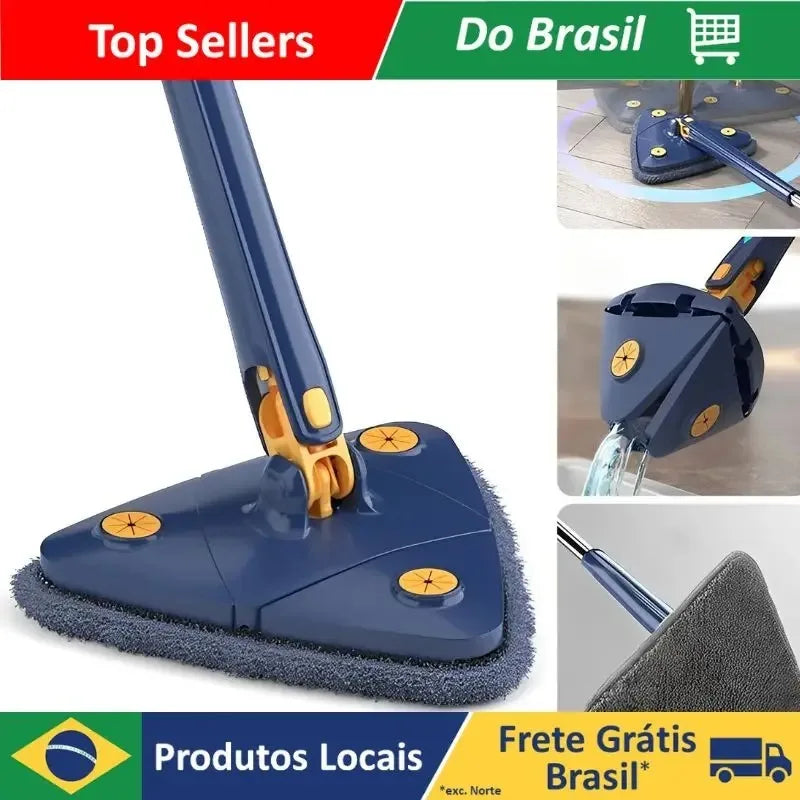 Esfregão de limpeza ajustável esfregão triangular rotação 360° esfregão de chão parede esfregão de vidro multi-função